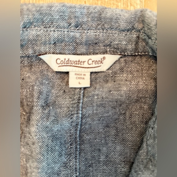 Coldwater Creek Gray Linen Blazer L - Picture 2 of 10